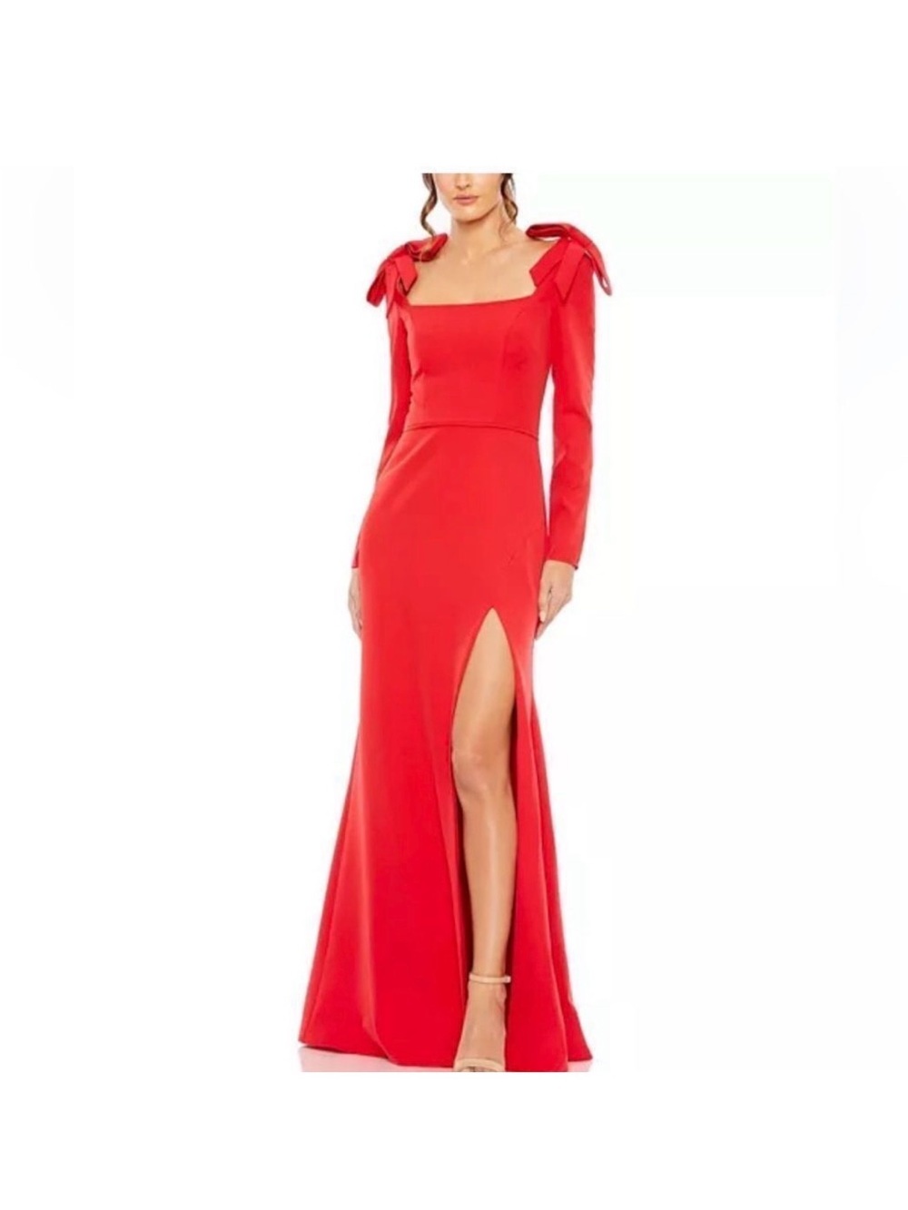 Mac Duggal Red Gown with Thigh Slit